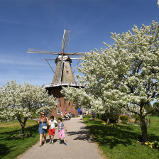 Visitors to Windmill Island Gardens in Holland, Michigan