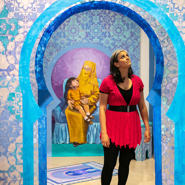 Visitor at the Arab American National Museum in Dearborn, Michigan