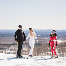 Skiers at Crystal Mountain near Traverse City, Michigan