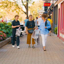 Shoppers walking the streets of downtown Holland, Michigan
